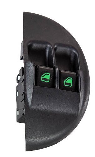 INTERRUPTOR VIDRO ELETRICO DUPLO 12V 6T  FIAT PALIO 1996>2001/PALIO FIRE 2000>/SIENA 1996>2001/STRADA 1996>2001 (C/ MOLDURA CONCHA - VERDE)