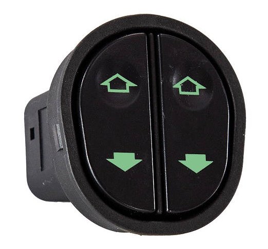 INTERRUPOTOR VIDRO ELETRICO DUPLO12V 8T  FORD FIESTA 1997>2007/KA 1997>2007/NOVO KA 2008>2014 (C/ Moldura - VERDE)
