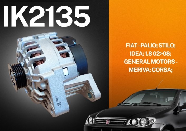 ALTERNADOR 12V 110A   FIAT STRADA/STILO/DOBLO/PALIO/IDEA 1.8 2002>2008/SIENA/PUNTO/GM MERIVA/CORSA