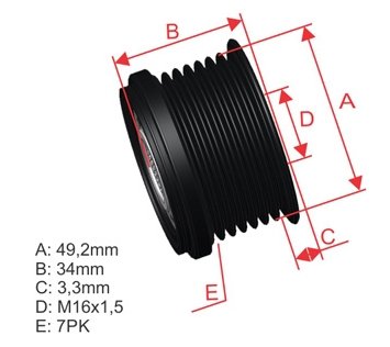POLIA RODA LIVRE ALTERNADOR (7PK - 07 VIAS)  BMW SERIE 1/2/3/4/5/X5   - ZM-96.000.75 - autopeca ZM - COMPONENTE da ITAPIR