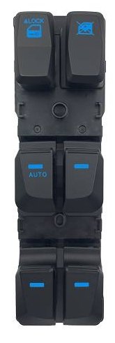 INTERRUPTOR VIDRO ELETRICO QUADRUPLO 12V 16T  HYUNDAI IX35 2009>2015 (DESCIDA/DESCIDA AUTOMATICA - ILUMINACAO AZUL) - 02.1270 - autopeca OSPINA da ITAPIR