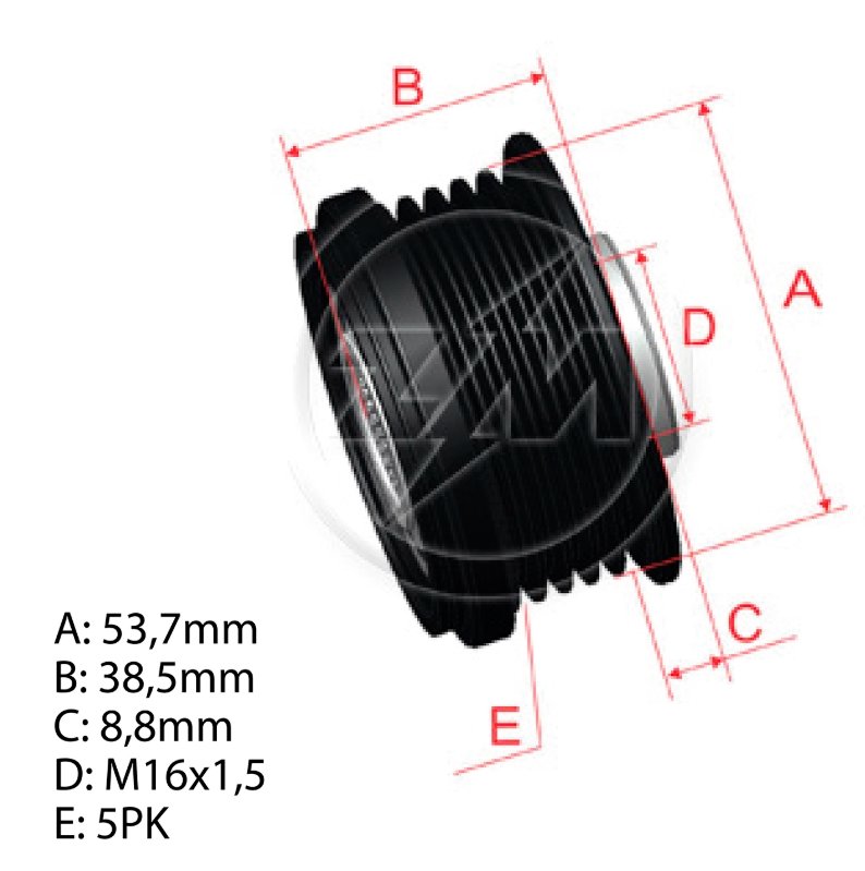 POLIA ALTERNADOR (5PK- 05 VIAS)  GM MERIVA 1.8 2002>2012 - ZM-96.012.87 - autopeca ZM - COMPONENTE da ITAPIR