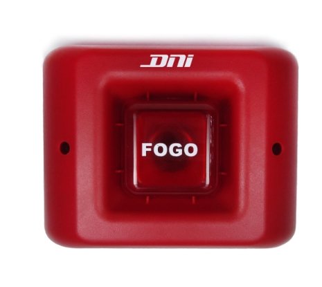 SIRENE INCENDIO 24V 112db (C/ LUZ VEMELHA - C/ STROBO SOM TIPO BOMBEIRO )(18,5x14x6cm) - DNI-4210 - autopeca DNI da ITAPIR