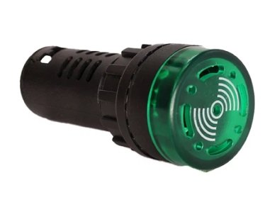 ALARME SONORO BUZZER SINALEIRO LED 12V VERDE (22mm - AUDIO-VISUAL)                   - ETE-6990.VD - autopeca DNI da ITAPIR