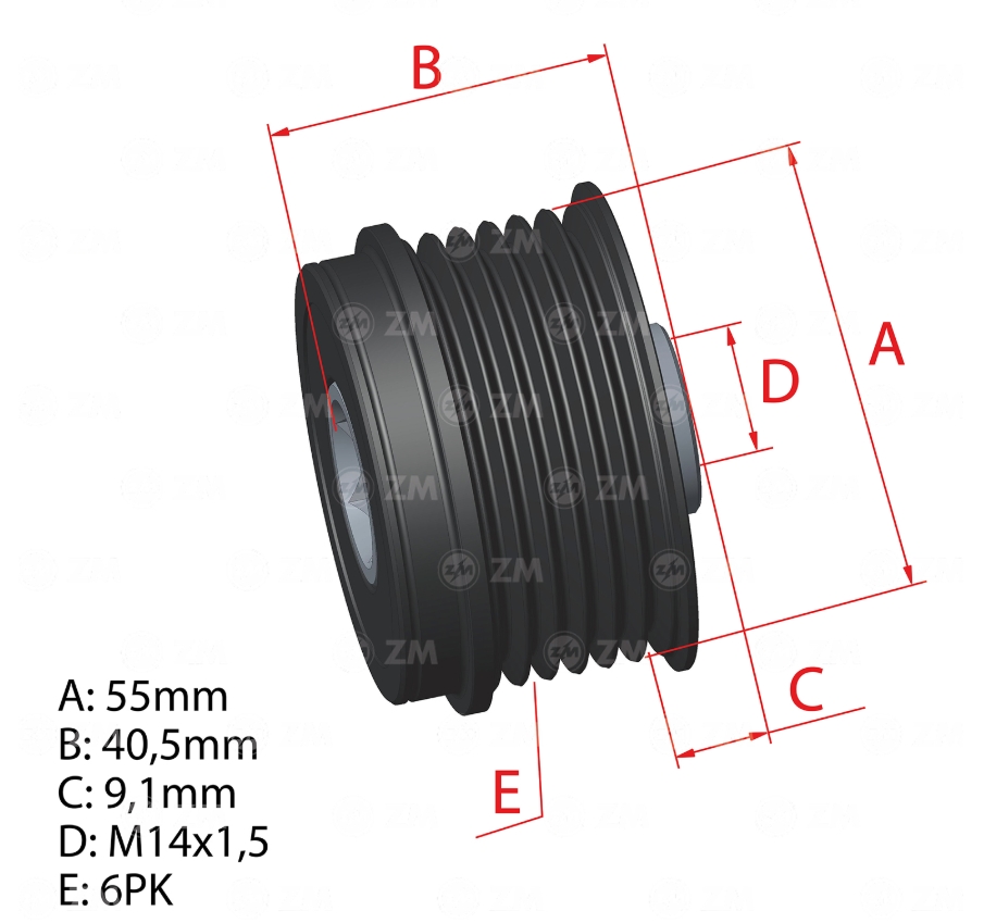 ** POLIA ALTERNADOR (6PK - 06 VIAS)  TOYOTA COROLLA/YARIS 